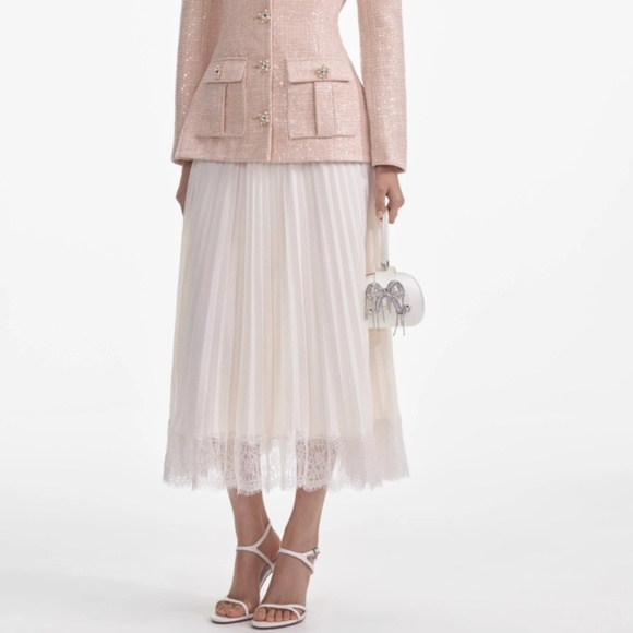 self-portrait Sequin Boucle Chiffon Midi Dress US2 - MSRP $670 - NWT - Picture 6 of 10